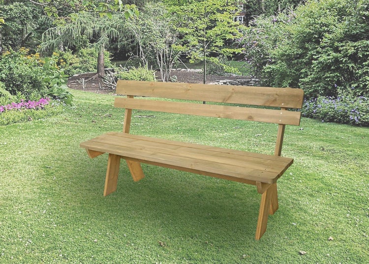 Holzbank im Garten