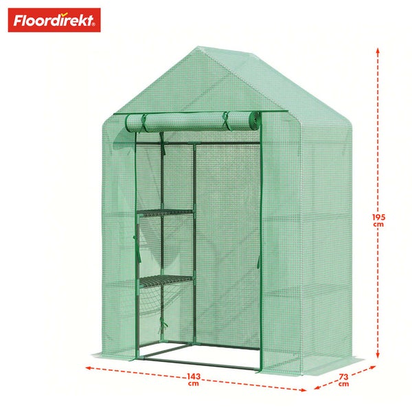 FLOORDIREKT Gewächshaus Harrest - Langlebig - UV-beständig - Metallablagegitter und Stahlrahmen - Schmal