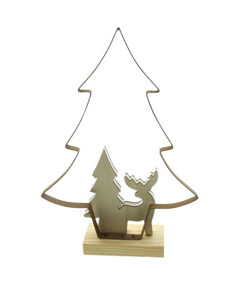 FRANK FLECHTWAREN | LED-Deko Metalltanne, 24,5 x 7 x 36 cm, TANNE, METALL, ACRYL,