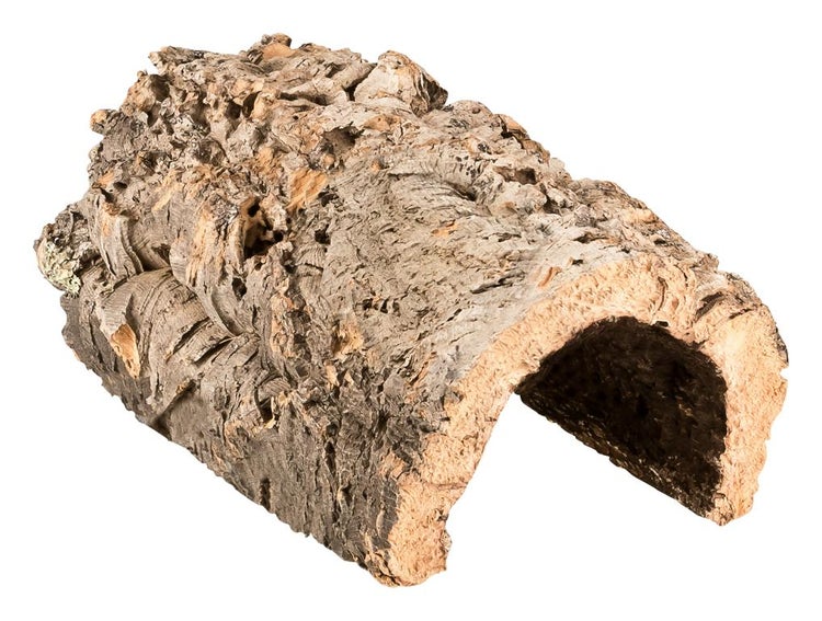 Natürliche Korkrinde in Tunnelform als Versteck oder Kletterelement für Terrarien.