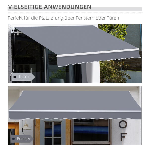 Outsunny Gelenkarmmarkise, Verstellbare Klemmmarkise, 3,95 x 3m, 100% Polyester (280g/m²), Aluminium, Grau