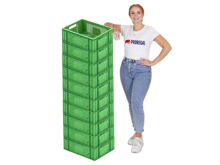 PROREGAL Eurobehälter Obst- und Gemüsekasten HxBxT 14,2 x 30 x 40 cm 13 Liter Grün Obst-Gemüsekiste Obstkorb Transportbox