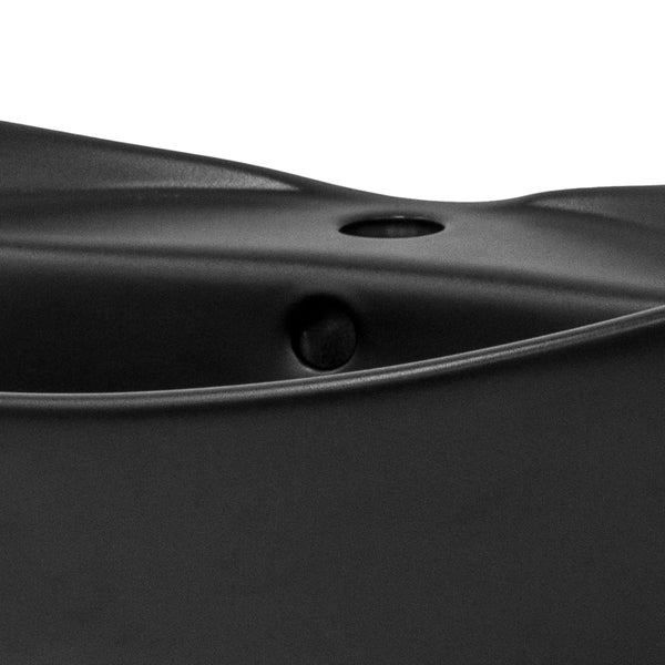 ML-Design Waschbecken aus Keramik in Schwarz matt 59x39,5x20,5 mm mit Ablaufgarnitur, Ovale Aufsatzwaschbecken, Moderne Waschtisch, Waschschale mit Hahnloch und Abflussloch, Waschplatz Handwaschbecken