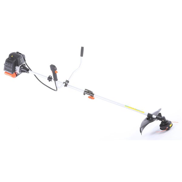 FUXTEC Benzin Motorsense FX-MS152 - 52ccm | Rasentrimmer mit 3PS | 2-Takt | 7,5Kg  | 9-Zahn | Easy Start | Doppelfadenkopf + Messer | Freischneider