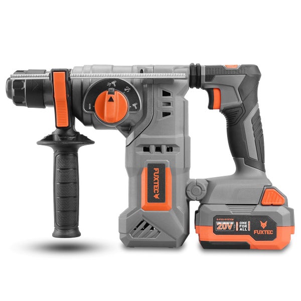 Fuxtec Akku Bohrhammer 20 Volt mit Zusatzhandgriff und Systemakku