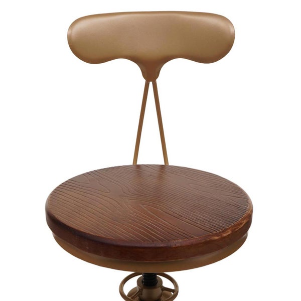 Hocker mit Rückenlehne und Sitz aus Holz