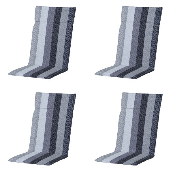 Hochlehnerauflage Victoria grau - Ca. 120x50 cm - 4er-Set