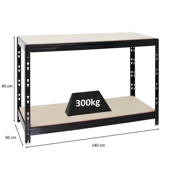 PROREGAL Werkbank Tiger HxBxT 90 x 140 x 60 cm Fachlast 300 kg Schwarz