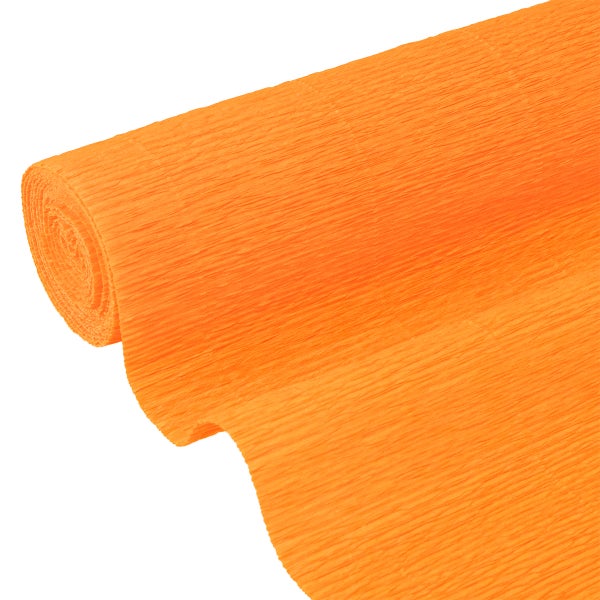 Rolle orangefarbenes Krepppapier zum Basteln.