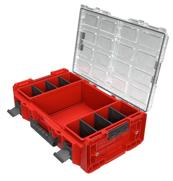PROREGAL QBRICK Sortimentskasten One 2XL HxBxT 17 x 58 x 39 cm 3 Fächer Mit Deckgriff Mit Klemmverschlüsse Rot