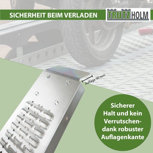 TRUTZHOLM 2 x Auffahrrampe klappbar 189cm Traglast 400 kg Stahl grau geriffelt Verladerampe Rampe