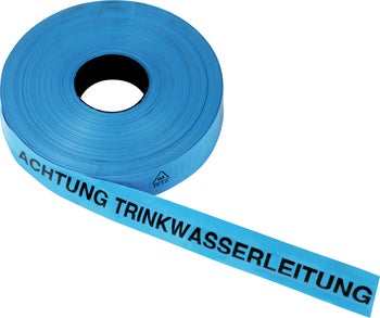 Trassenwarnband für Trinkwasserleitungen mit der Aufschrift Achtung Trinkwasserleitung