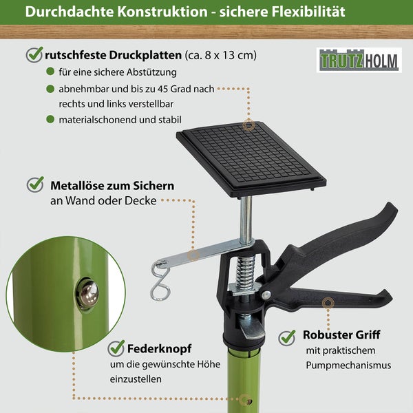4x Deckenstütze Einhandstütze Montagestütze Teleskopstütze 115-290cm 45° Winkel rutschfest