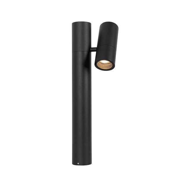 Moderne schwarze Außenleuchte Wegeleuchte mit verstellbarem Strahler aus Aluminium.