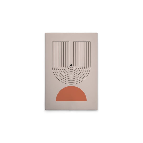 Grafisches Wandbild mit abstraktem Halbkreis- und Linienmuster