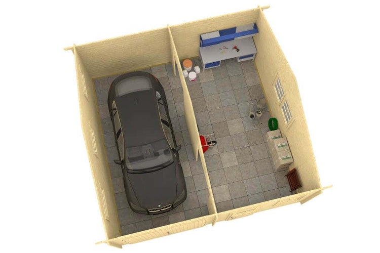 Alpholz Einzelgarage Mikkeli Garage aus Holz, Unterstellplatz mit 70 mm Wandstärke Fertiggarage, Naturbelassen 6x6m
