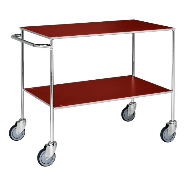 Servierwagen mit zwei Ablageflächen und Rollen