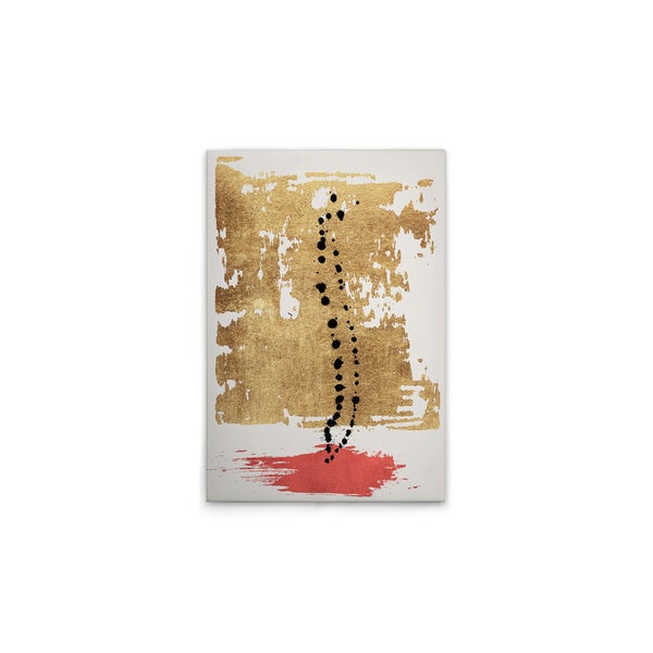 Abstraktes Wandbild mit goldenen und roten Akzenten