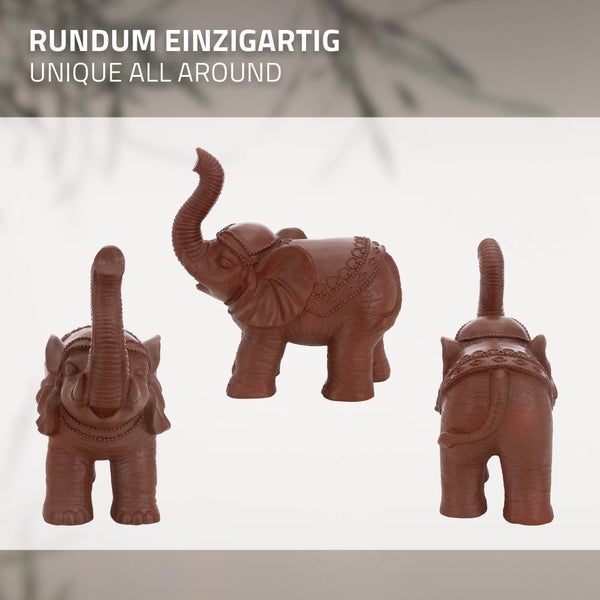 ML-Design Deko Figur Elefant Braun 36x19x39 cm, Orientalische Finish, witterungsbeständig, für Innen & Außen, Glückselefant Statue als Geschenk, Feng Shui Skulptur, Reichtum Figur, Gartendeko Raumdeko