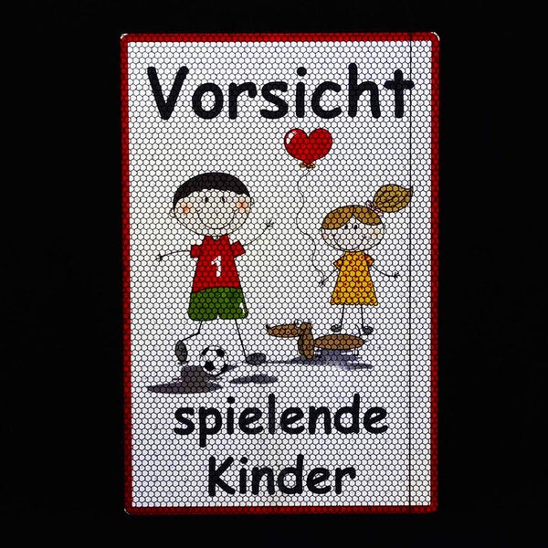 UvV Warnschild Vorsicht spielende Kinder 60 x 45 cm oder 30 x 20 cm reflektierend - hochwertiges Alu-Dibond Schild - Bedruckt mit reflektierender Folie - Gute Sichtbarkeit auch bei Dunkelheit / gelb 30x20