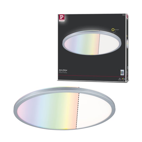 LED Panel Atria Shine Backlight rund 420mm 20W 2200lm RGBW Chrom matt dimmbar
