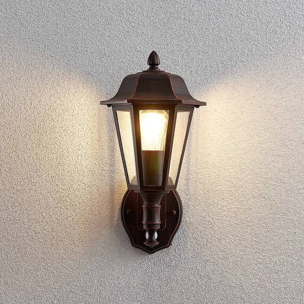 Lindby Wandlampe aussen mit Bewegungsmelder, Aussenwandleuchte Laterne IP44 Wandleuchte Finish schwarz rost Außenbeleuchtung Wand für Hof Garten Terrasse Balkon Haus