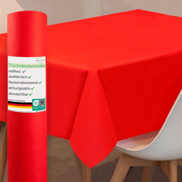 Sensalux Tischdeckenrolle 25m lang aus stoffähnlichem Vlies, Farbe + Breite wählbar 1,18 m x 10 m Rot