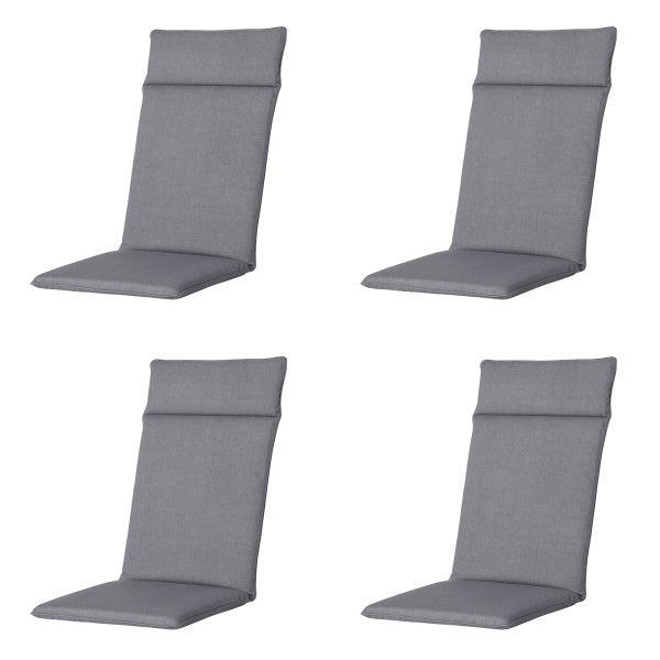 Hochlehnerauflage Oxford grau - Ca. 120x50 cm - 4er-Set