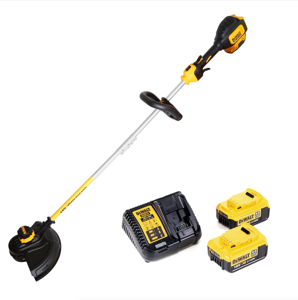 DeWalt Akku-Rasentrimmer 18 Volt XR Brushless inklusive zwei 4,0 Amperestunden Akkus und Ladegerät