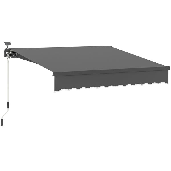 Outsunny Klemmmarkise mit Handkurbel Solar-Lichte Gelenkarmmarkise Markise Sonnenschutz UV 50+, Balkonmarkise inkl. Wandhalterung Sonnenmarkise 300 cm breit für Terrasse Balkon Veranda, Grau