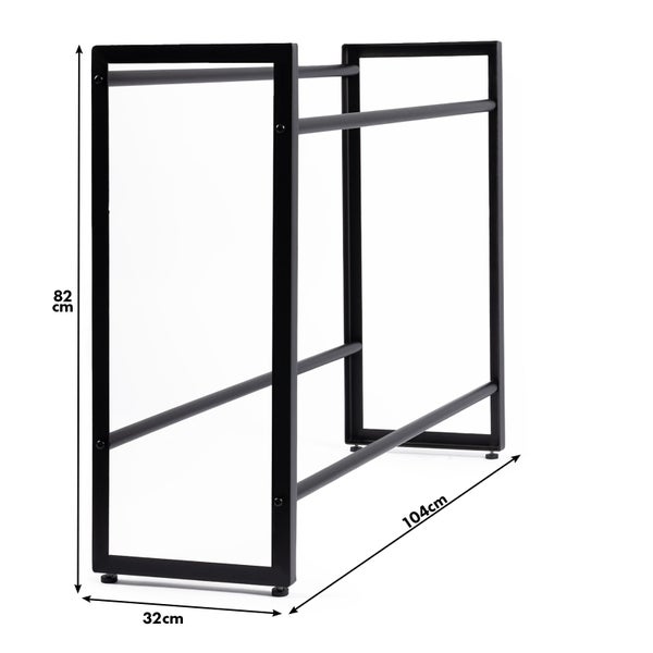 FLOORDIREKT Flaschenkastenständer Kenji - Robustes Lagerregal - für Büro, Küche, Garage oder Flur - Schwarz - 104 x 32 x 82 cm
