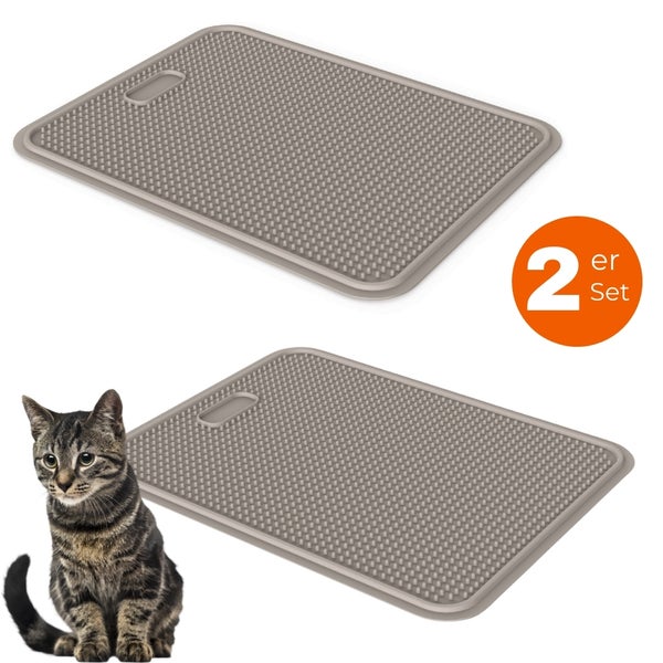 Zweiteiliges Set von Katzenstreumatten mit Katze