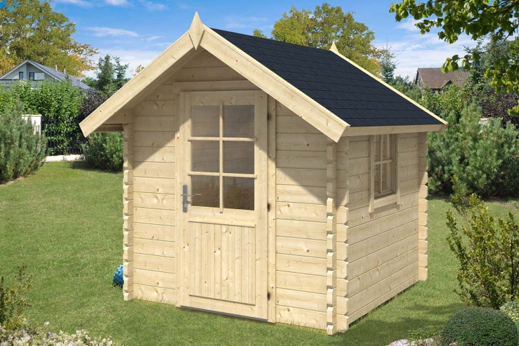 Alpholz Gerätehaus Enrico-44 ISO Gerätehaus aus Holz, Geräteschrank mit 44 mm Wandstärke FSC zertifiziert, Gartenhaus mit Montagematerial