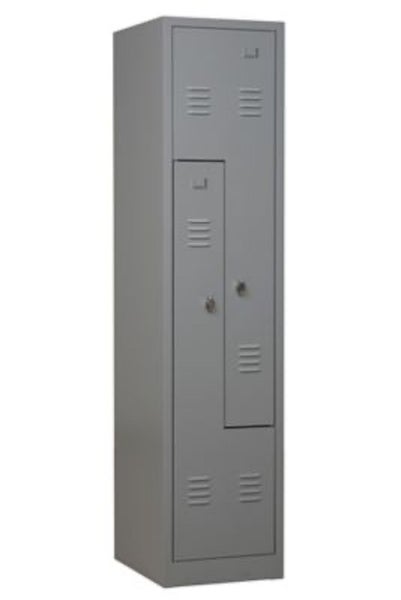 PROREGAL Garderobenspind Camel 2-Fächer-Z-Design HxBxT 180 x 41 x 50 cm Vorhängeschloss Grau