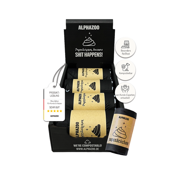 Alpha Zoo Hunde- und Katzen Kotbeutelspender mit mehreren Rollen Kotbeuteln