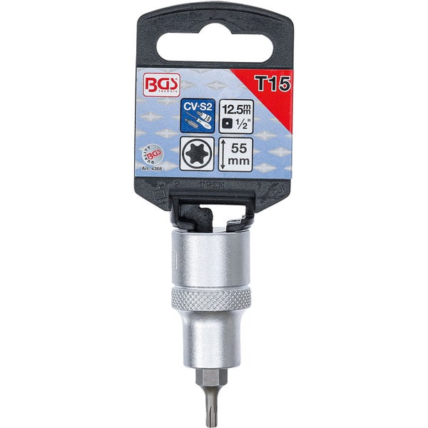 BGS Bit-Einsatz Antrieb Innenvierkant 12,5 mm (1/2) T-Profil (für Torx) T15 - 4368