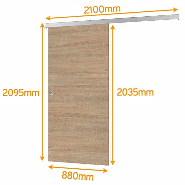 Schiebetür mit den Maßen 2100 mm x 2095 mm x 880 mm