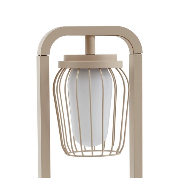 Lucande Außenleuchte Chandan (spritzwassergeschützt (Modern) in Creme aus Aluminium (1 flammig, E27) - Wegeleuchte Pollerleuchte Wegelampe Sockelleuchte