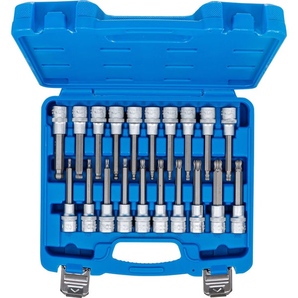 BGS Bit-Einsatz-Satz Antrieb Innenvierkant 12,5 mm (1/2) Innensechskant, T-Profil (für Torx), Innenvielzahn (für XZN) mit Kugelkopf 20tlg. - 5170
