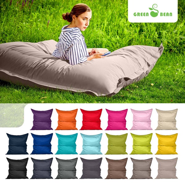 Green Bean Sitzsack 120x160cm 270 Liter Kinder & Erwachsene Bean Bag EPS Perlen Füllung Riesensitzsack Groß Draußen Outdoor Liegekissen Waschbar Wetterfest Lounge Chair Sitzkissen Bodenkissen Taupe