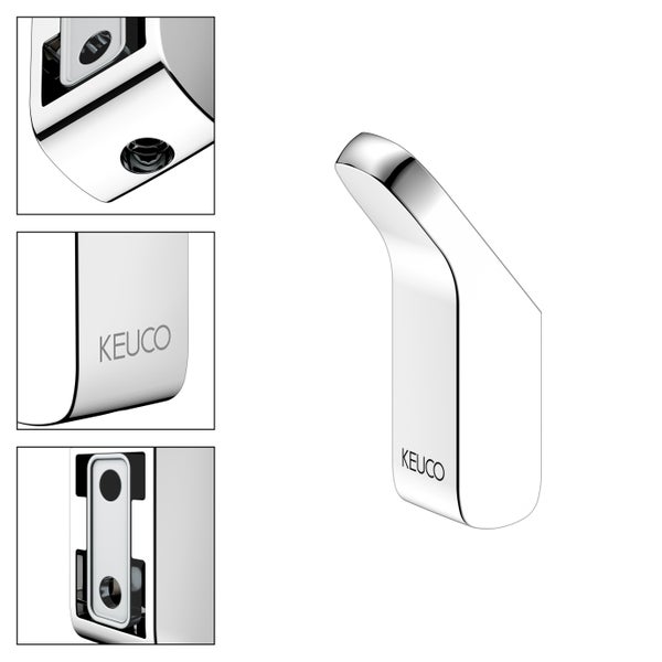KEUCO Rose Handtuchhaken, zum Kleben/Schrauben, chrom