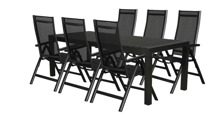 Efour Gartenmöbel Set 1 Tisch und 6 Stühle. 275 X 100 X 76 cm