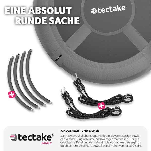 Nestschaukel tectake Swayer Textilene-Bespannung 300 kg Belastbarkeit grau/schwarz