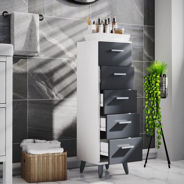 Midischrank Badmöbel Kommode Schubladen Landos M