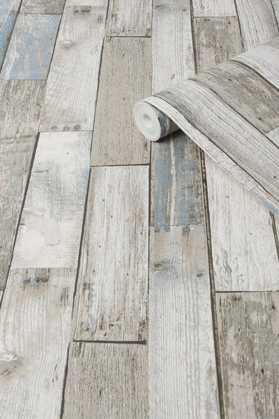 Next Vliestapete | Distressed Wood Plank - Blau - 10mx52cm