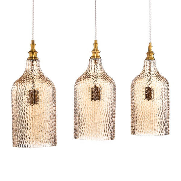 Lindby Pendelleuchte Drakar (Retro, Vintage Antik) in Creme aus Glas (3 flammig E27) - Hängelampe Esstischlampe Hängeleuchte Wohnzimmerleuchte