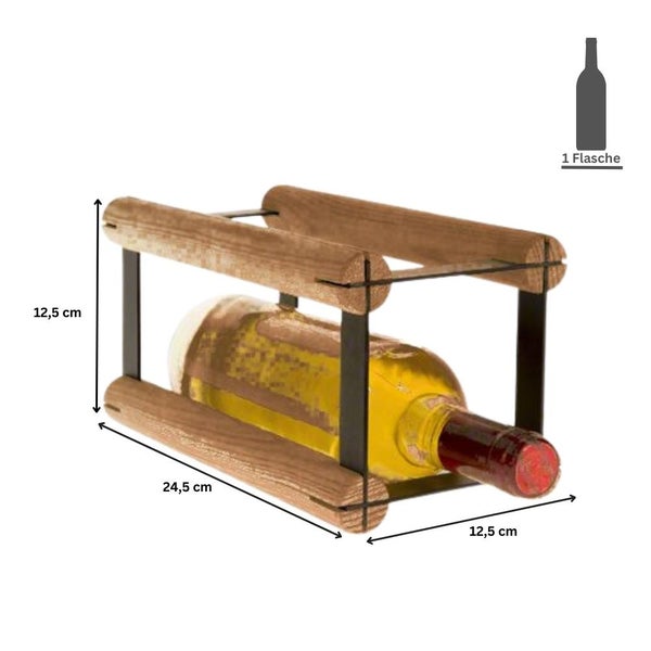 PROREGAL Modulares Weinregal Vinotega Mod Metal HxBxT 12,5 x 12,5 x 24,5 cm 1 x 1 Flasche Massives Kiefernholz Braun Geölt