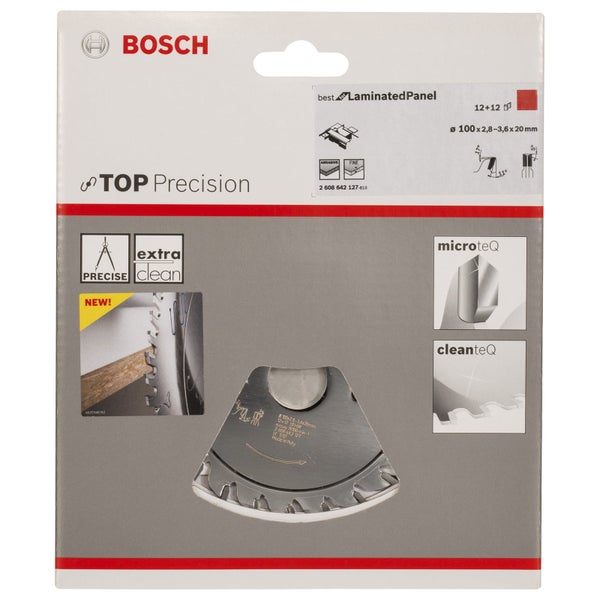 Bosch Kreissägeblatt für Laminat, 100x2,8-3,6x20mm, Verpackung