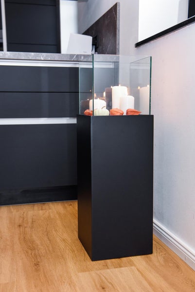 VIVANNO Windlicht CANDELA 80x25x25 cm Alu-Verbund Schwarz matt