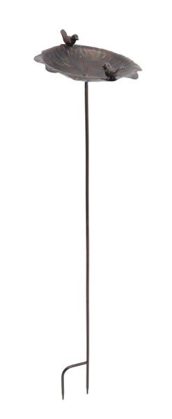 FRANK FLECHTWAREN | Vogeltränke Rostoptik, METALL, Schale ca. Ø 26 cm, GH 110 cm